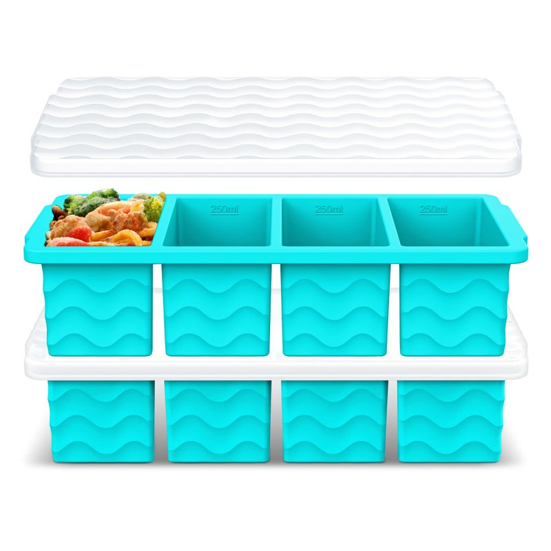 Doasuwish Silicone Freezer Molds for Soup with Lid â€“ 1-Cup Soup Container Style Ice Cube Trays for Freezer, Meal Prep & Food Storage, Freeze 250mL/125mL Portions â€“ 2 Pack - Image 1