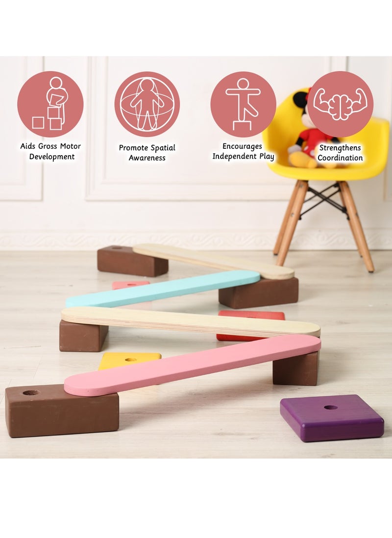 Ariro - Balancing Beam for Kids Wooden Play Set with Stacking Blocks for Toddlers Non Toxic Easy Assembly - Image 1
