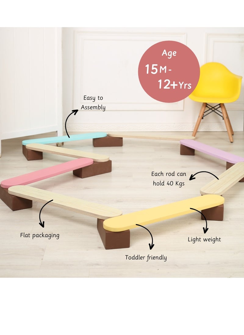 Ariro - Balancing Beam for Kids Wooden Play Set with Stacking Blocks for Toddlers Non Toxic Easy Assembly - Image 1