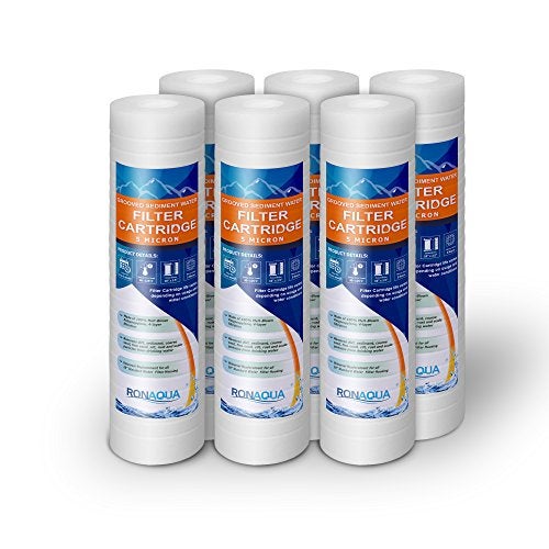 Ronaqua Grooved Sediment Water Filter Cartridge by Ronaqua 10"x 2.5", Four Layers of Filtration, Removes Sand, Dirt, Silt, Rust, made from Polypropylene (6 Pack, 5 Micron) - Image 1