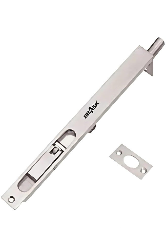 BRASK Brass Flush Tower Bolt 10 inches (250 mm) with Screws | Concealed Tower Bolt 10" (Silver Satin, 1) - Image 1