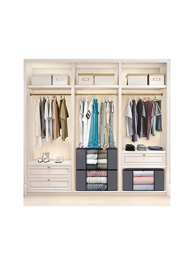 Zaboon 2Pack Clothes Storage Stackable Storage Bin Tote Storage Containers For Organizing Bedroom Closet Home Organization And Storage With Lids Grey 【60 * 40 * 35】 - Image 2