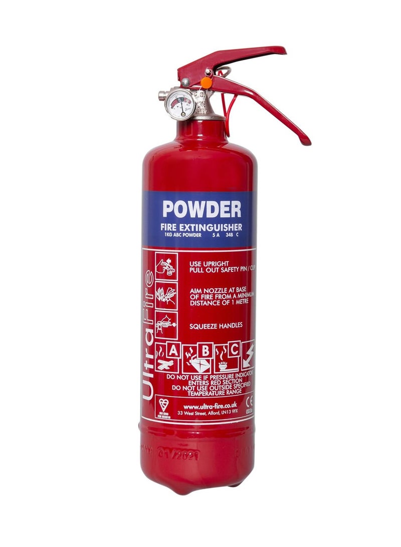 DRY POWDER FIRE EXTINGUISHER 1 KG CIVIL DEFENCE APPROVED  - Image 1