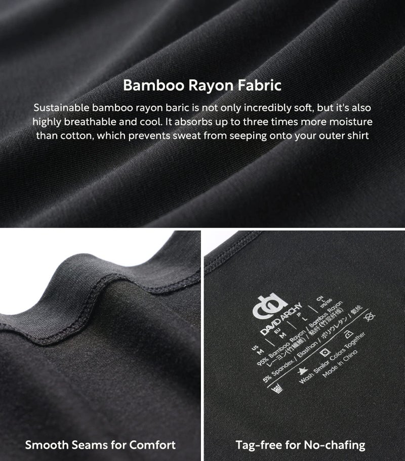 DAVID ARCHY Men's Tank Top Bamboo Rayon Undershirts Tank Shirt Moisture-Wicking A-Shirt for Men, 3-Pack (M, Black) - Image 5
