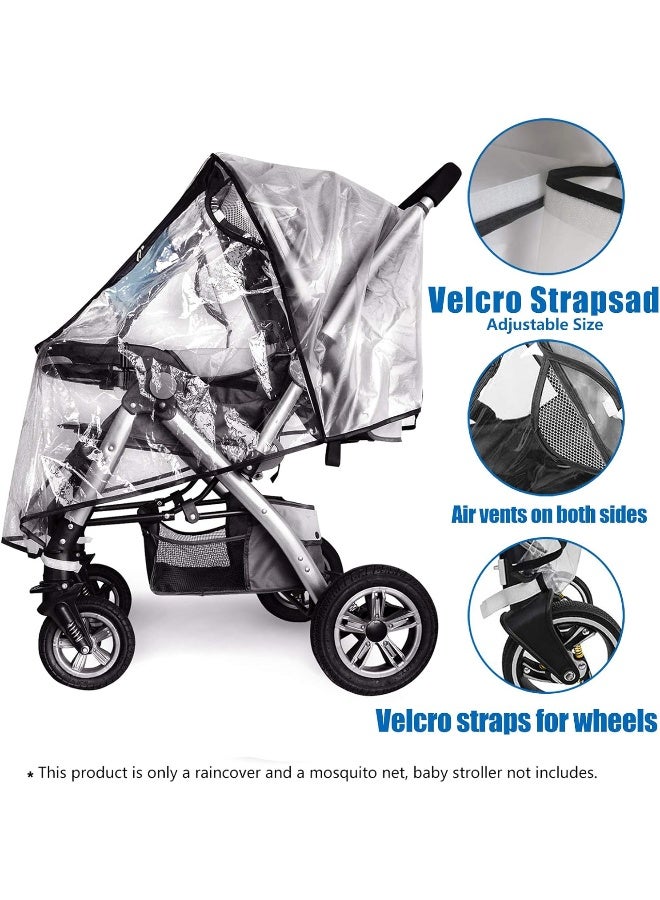 Vaxaape Stroller Rain Cover and Baby Stroller Mosquito Net(2-Piece Set),Universal Stroller Accessory,Waterproof, Windproof Protection,Protect from Dust Snow,Baby Travel Weather Shield - Image 3