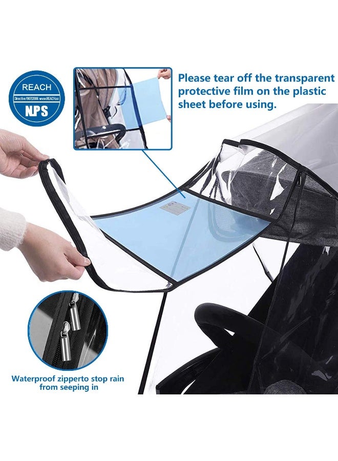 Vaxaape Stroller Rain Cover and Baby Stroller Mosquito Net(2-Piece Set),Universal Stroller Accessory,Waterproof, Windproof Protection,Protect from Dust Snow,Baby Travel Weather Shield - Image 2