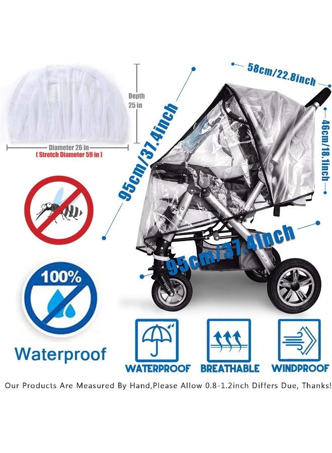 Vaxaape Stroller Rain Cover and Baby Stroller Mosquito Net(2-Piece Set),Universal Stroller Accessory,Waterproof, Windproof Protection,Protect from Dust Snow,Baby Travel Weather Shield - Image 5