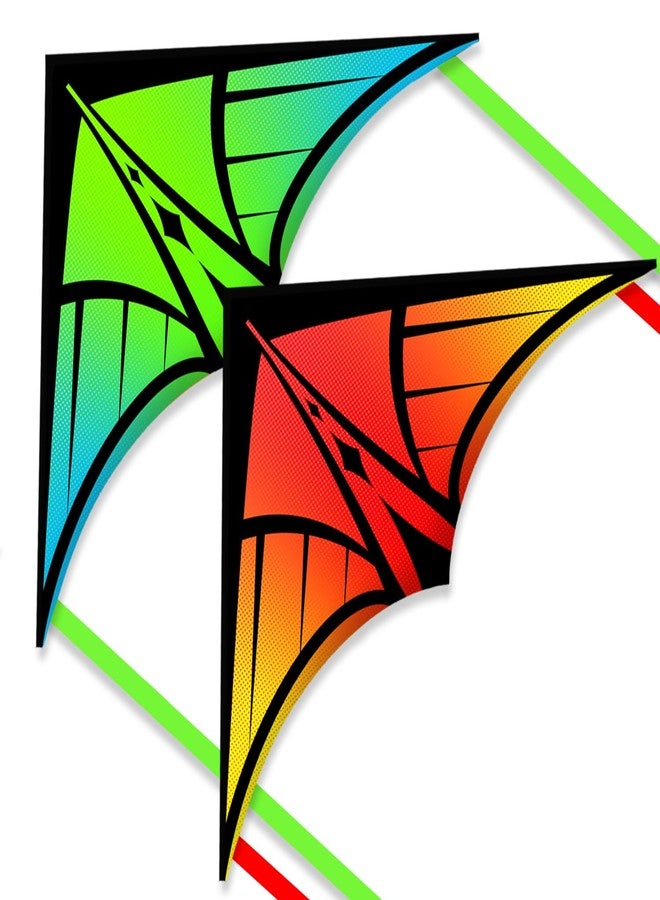YFAFENGS Delta Kites for Beginners & Kids - Easy Fly Large Outdoor Kite for Beach & Family Activities, Durable Delta Kites for Kids Ages 8-12 & 4-8 (Orange & Green) - Image 1