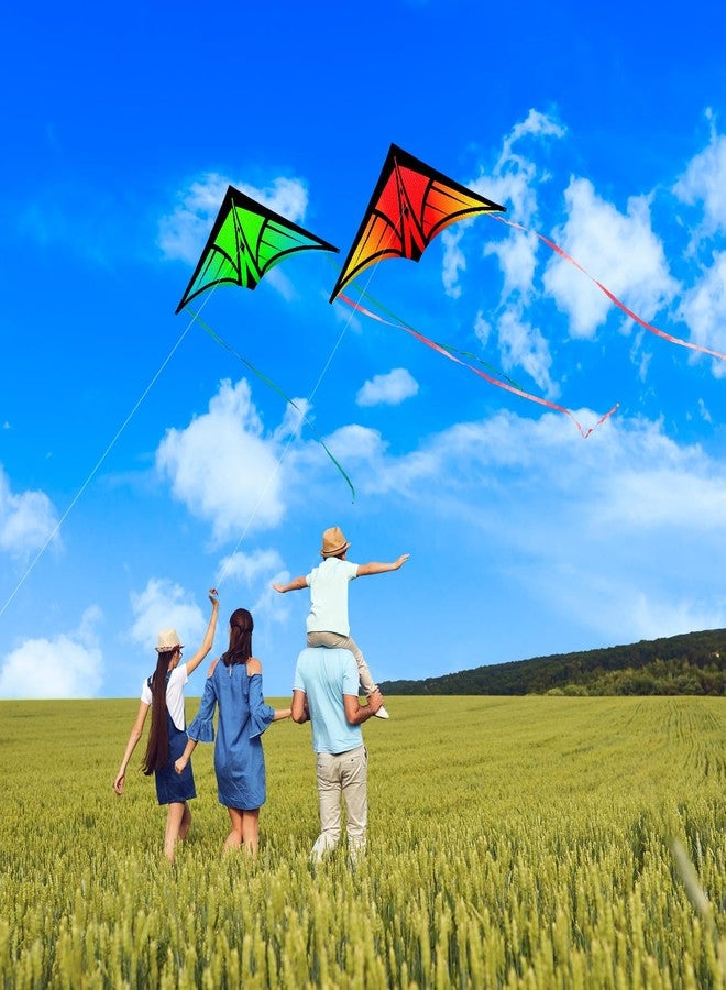 YFAFENGS Delta Kites for Beginners & Kids - Easy Fly Large Outdoor Kite for Beach & Family Activities, Durable Delta Kites for Kids Ages 8-12 & 4-8 (Orange & Green) - Image 5