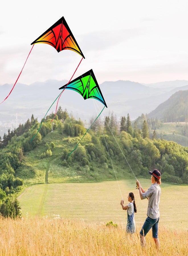 YFAFENGS Delta Kites for Beginners & Kids - Easy Fly Large Outdoor Kite for Beach & Family Activities, Durable Delta Kites for Kids Ages 8-12 & 4-8 (Orange & Green) - Image 4