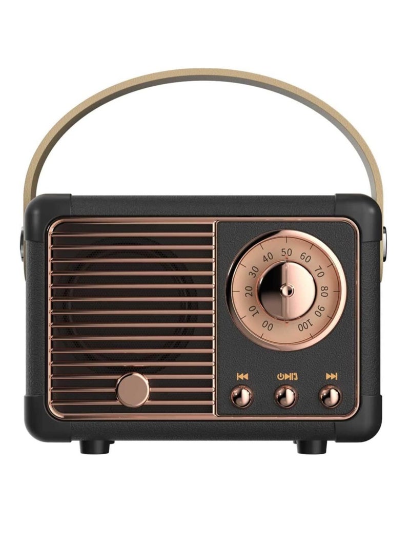 HM-11 Bluetooth Portable Radio, Retro Mini Speaker with Clear Stereo Sound, Rich Bass for iPhone, Android Devices and Tablets(Black) - Image 1
