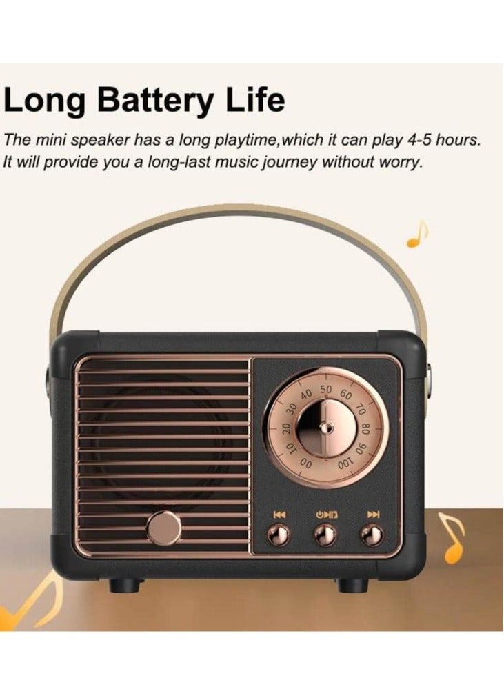 HM-11 Bluetooth Portable Radio, Retro Mini Speaker with Clear Stereo Sound, Rich Bass for iPhone, Android Devices and Tablets(Black) - Image 4
