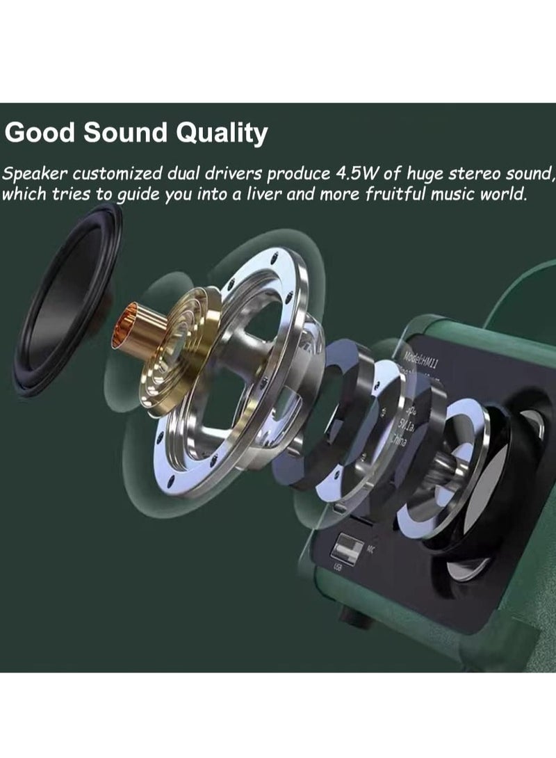 HM-11 Bluetooth Portable Radio, Retro Mini Speaker with Clear Stereo Sound, Rich Bass for iPhone, Android Devices and Tablets(Black) - Image 5