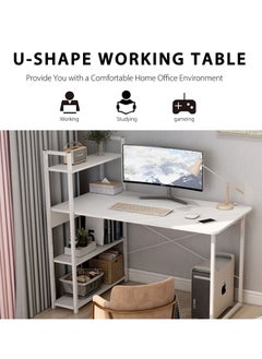 110*60cm Computer Desk with 4 Tier Shelves for Home Office Writing Study Table with Bookshelf Multipurpose Industrial Wood Desk Workstation with Metal Frame for PC Laptop - pzsku/ZA5CA6195694626DF9696Z/45/_/1689298610/6678fd5c-4f16-4c20-82ef-b07b2451baf0