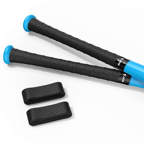 JAYA 2 Pack Bat Grip Tape, 1.1mm PU Non-Slip Baseball Bat Grip Wrap, Soft Polyurethane Handle Tape for Baseball, Softball, Cricket and Lacrosse Sticks, Black Embossed - Image 1