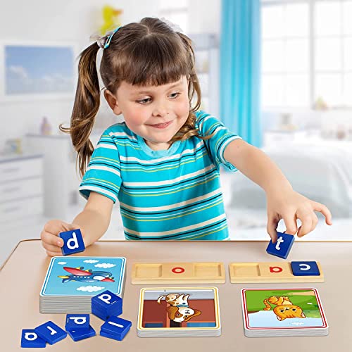 BAYSING Learning Toys for 3 4 5 Years Old Kids 116Pcs Short Vowel Letters Sorting Spelling Reading Toy Set with DoubleSided Flash Cards Preschool Kindergarten Learning Activities Toy for Boys Girls - Image 5