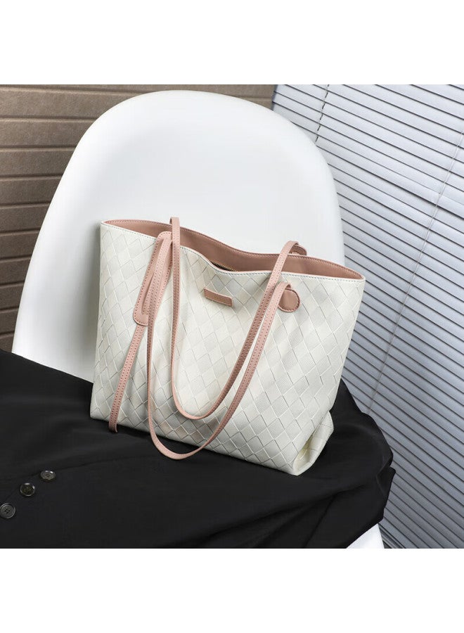 Yuyula Leather Handbag, Women's Tote Bag, Large Capacity, Handheld And Shoulder Strap, Brand Birthday Gift, High-end Feel, For Girlfriend Or Wife - Image 1