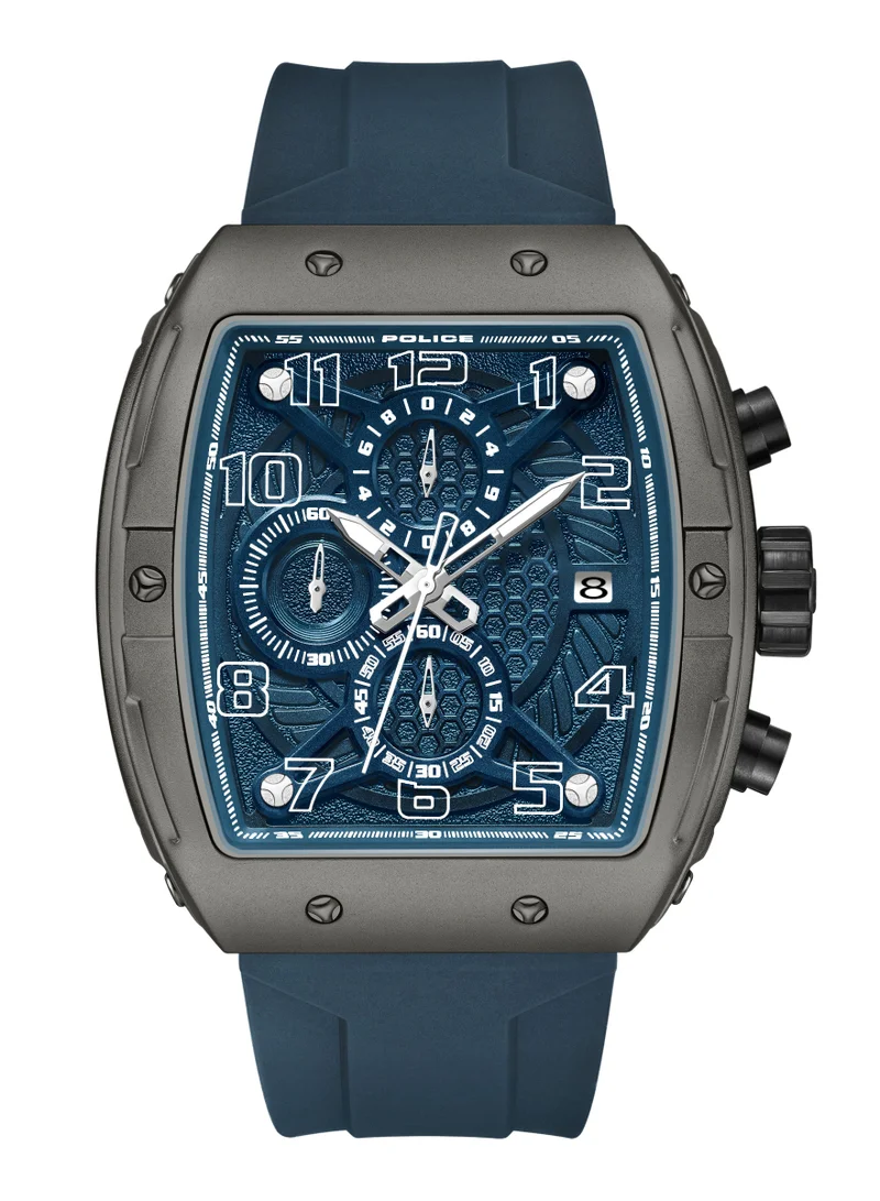 POLICE Coswig Navy Blue Dial & Silicone Strap Gents Chronograph Watch, Alloy Case, 45x50mm