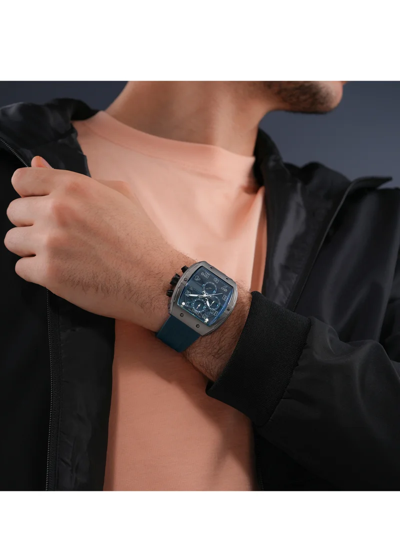 بوليس Coswig Navy Blue Dial & Silicone Strap Gents Chronograph Watch, Alloy Case, 45x50mm