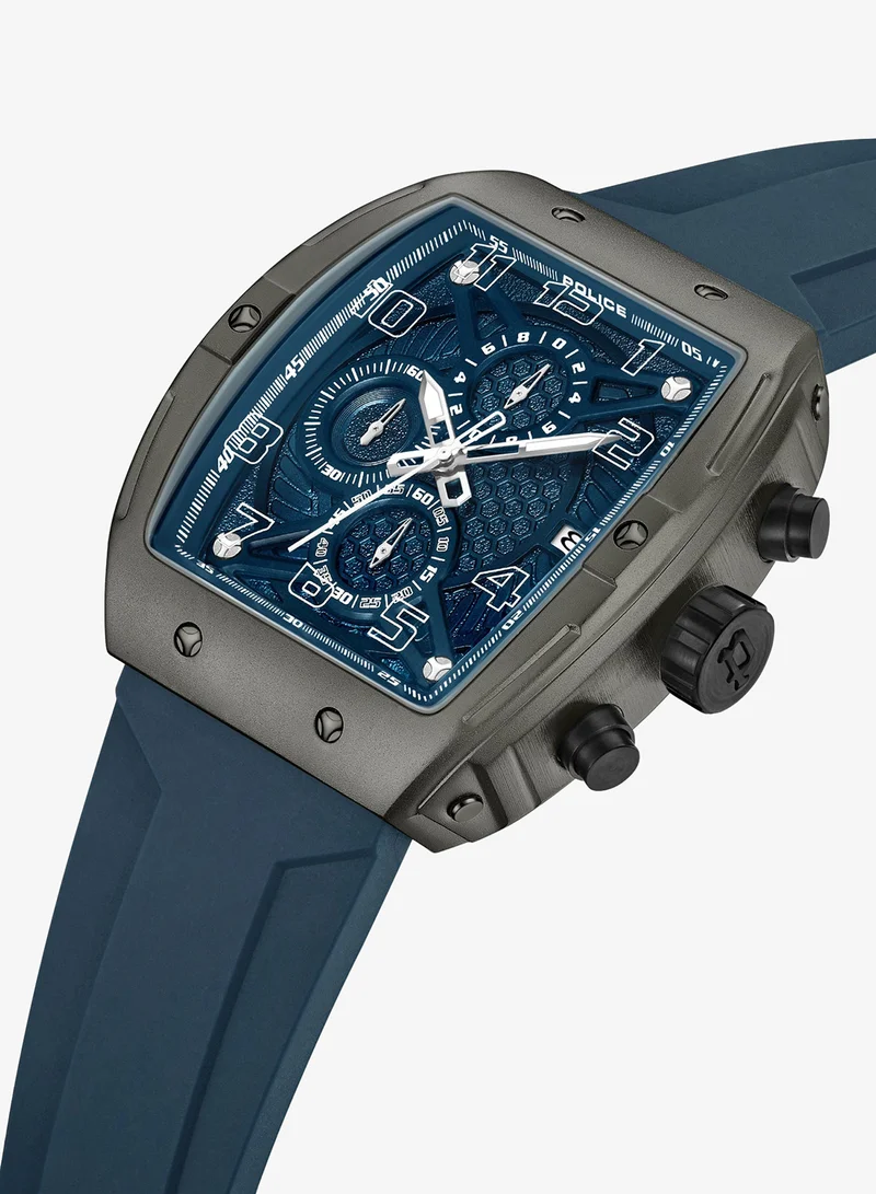 POLICE Coswig Navy Blue Dial & Silicone Strap Gents Chronograph Watch, Alloy Case, 45x50mm