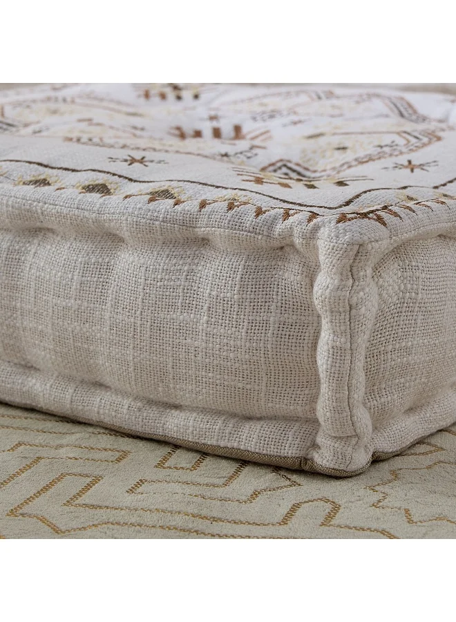 Home Box Mahrgan Zahra Embroidered Medallion Floor Cushion - 60X60X12 Cm