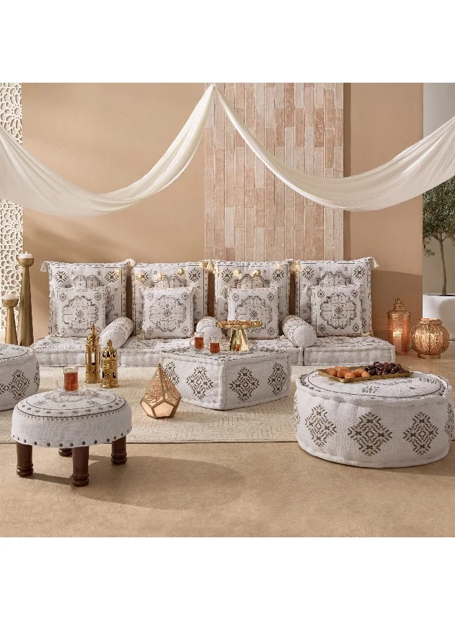 Home Box Mahrgan Zahra Embroidered Medallion Floor Cushion - 60X60X12 Cm