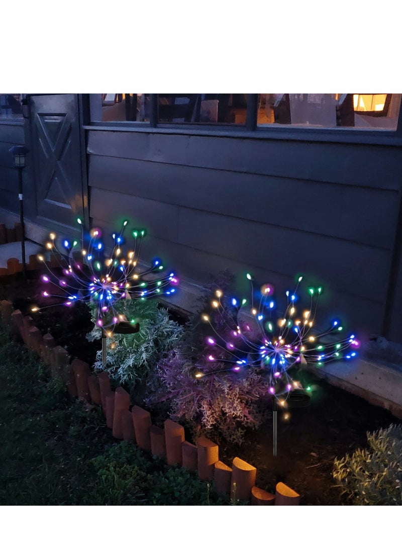 Excefore Solar Garden Lights, 90LED Outdoor Waterproof 2 Flash Modes 50 Copper Wire String, Firework Stake Starburst Fairy Light, DIY Flowers Trees, for Garden, Patio, Yard, Flowerbed, Parties (Colorful)  - Image 1