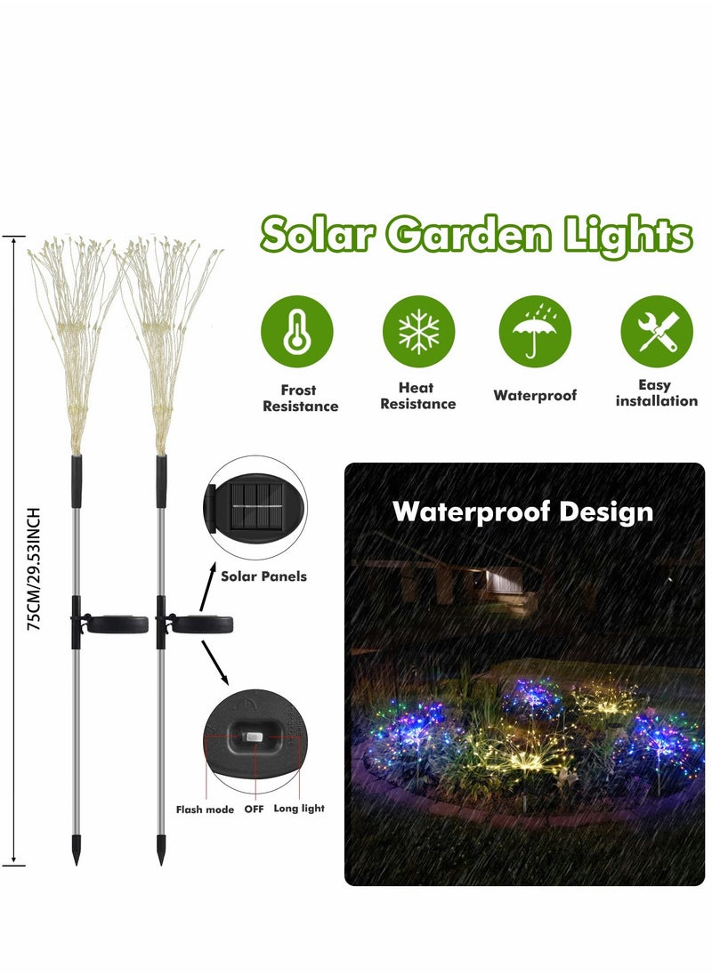 Excefore Solar Garden Lights, 90LED Outdoor Waterproof 2 Flash Modes 50 Copper Wire String, Firework Stake Starburst Fairy Light, DIY Flowers Trees, for Garden, Patio, Yard, Flowerbed, Parties (Colorful)  - Image 2