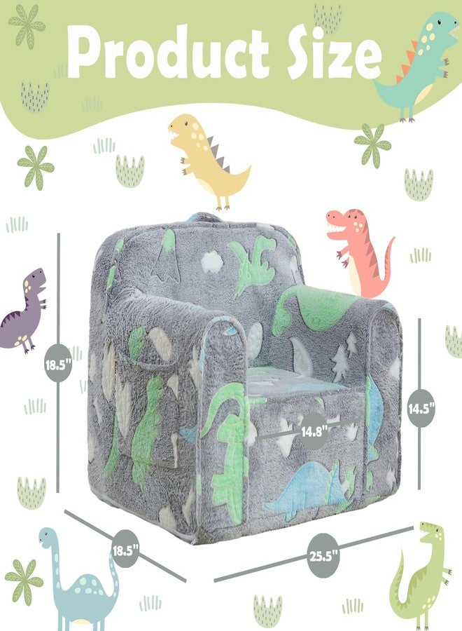 Kisdsa Comfy Toddler Chair,Kids Foam Chair,Kids Armchair Toddler Couch Baby Kids Sofa Reading Chair with Glow in The Dark(Glow Dino) - Image 5