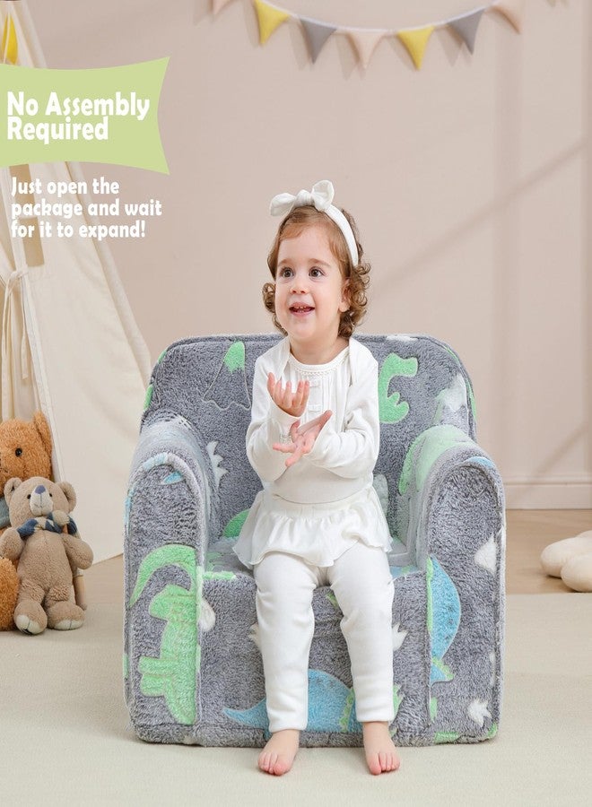 Kisdsa Comfy Toddler Chair,Kids Foam Chair,Kids Armchair Toddler Couch Baby Kids Sofa Reading Chair with Glow in The Dark(Glow Dino) - Image 4
