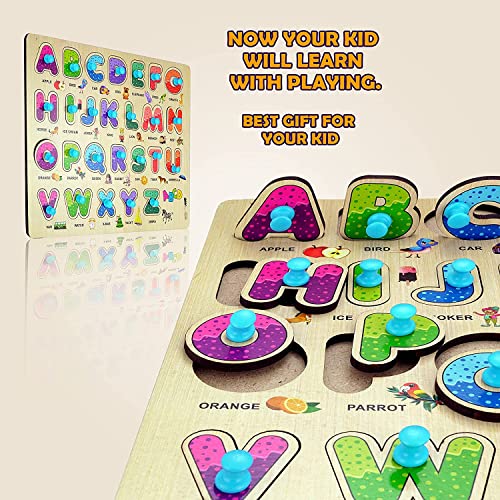APPSTER Wooden Puzzle Toy for Kids | ABCD, Numbers, Shapes & Colors Learning Jigsaw | Educational Montessori Board for Toddlers Boys & Girls Age 3-6 - Image 4