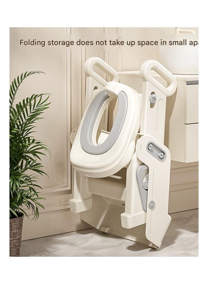 ZCM-HAPPY Toilet Ladder [2-in-1] Silver Moon Gray PVC Cushion With Ladder Ajustable - Image 2