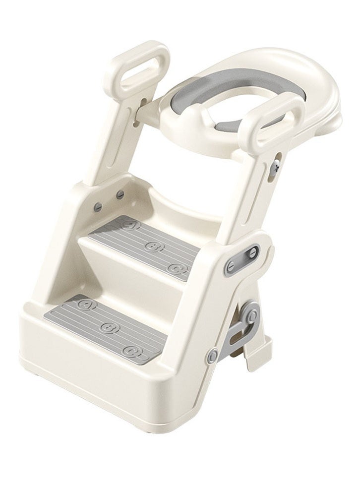 ZCM-HAPPY Toilet Ladder [2-in-1] Silver Moon Gray PVC Cushion With Ladder Ajustable - Image 1