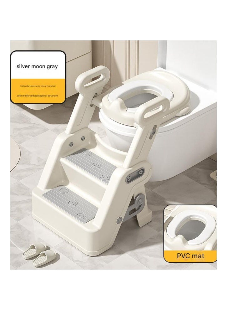 ZCM-HAPPY Toilet Ladder [2-in-1] Silver Moon Gray PVC Cushion With Ladder Ajustable - Image 3