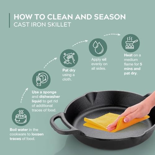 Ortex Super Smooth Cast Iron Fry Pan/Skillet with Long Handle|Medium 6 Inch,1 Kg|Induction Friendly|Nonstick Pre-Seasoned,100% Pure & Toxin Free,No Chemical Coating,Black - Image 3
