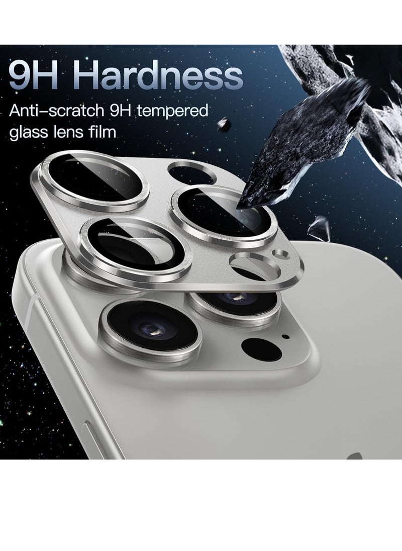 Raxoom Camera Lens Protector for iPhone 15 Pro 6.1-Inch and iPhone 15 Pro Max 6.7-Inch, Full Coverage 9H Tempered Glass Ring Cover, Matte Metal Plate, Case Friendly, 1-Pack (White) - Image 3