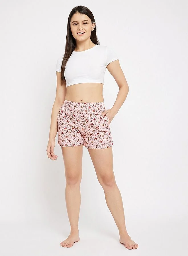 كلوفيا Clovia Pretty Florals Boxer Shorts in Nude - 100% Cotton