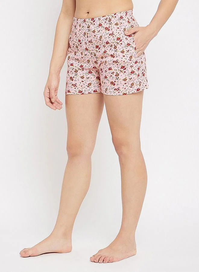 كلوفيا Clovia Pretty Florals Boxer Shorts in Nude - 100% Cotton