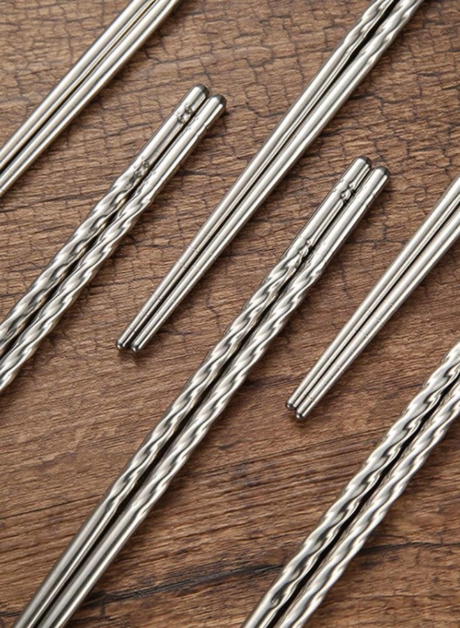 RIANZ Twisted Spiral Metal Stainless Steel Reusable Chopsticks (10 Pairs) - Image 1