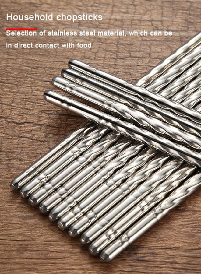RIANZ Twisted Spiral Metal Stainless Steel Reusable Chopsticks (10 Pairs) - Image 4