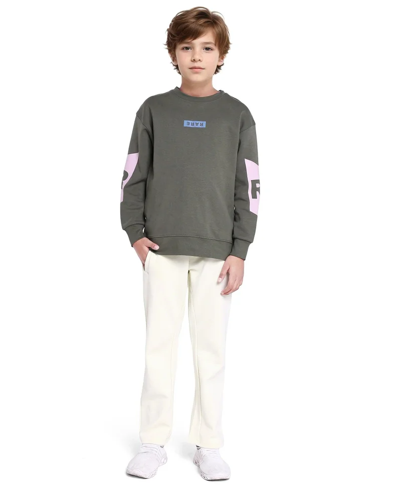 رير ونز Rare Ones Kids Seron Dusky Green Cotton Poly Full Sleeve Digital Print Sweatshirt