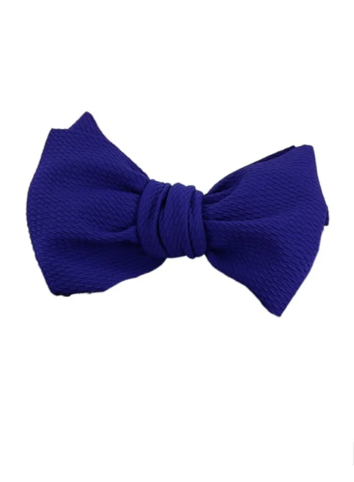 Bambimici Mira Assorted Big Ribbon Bow Headband For Babies Royal Blue, Yellow & Checkered Print