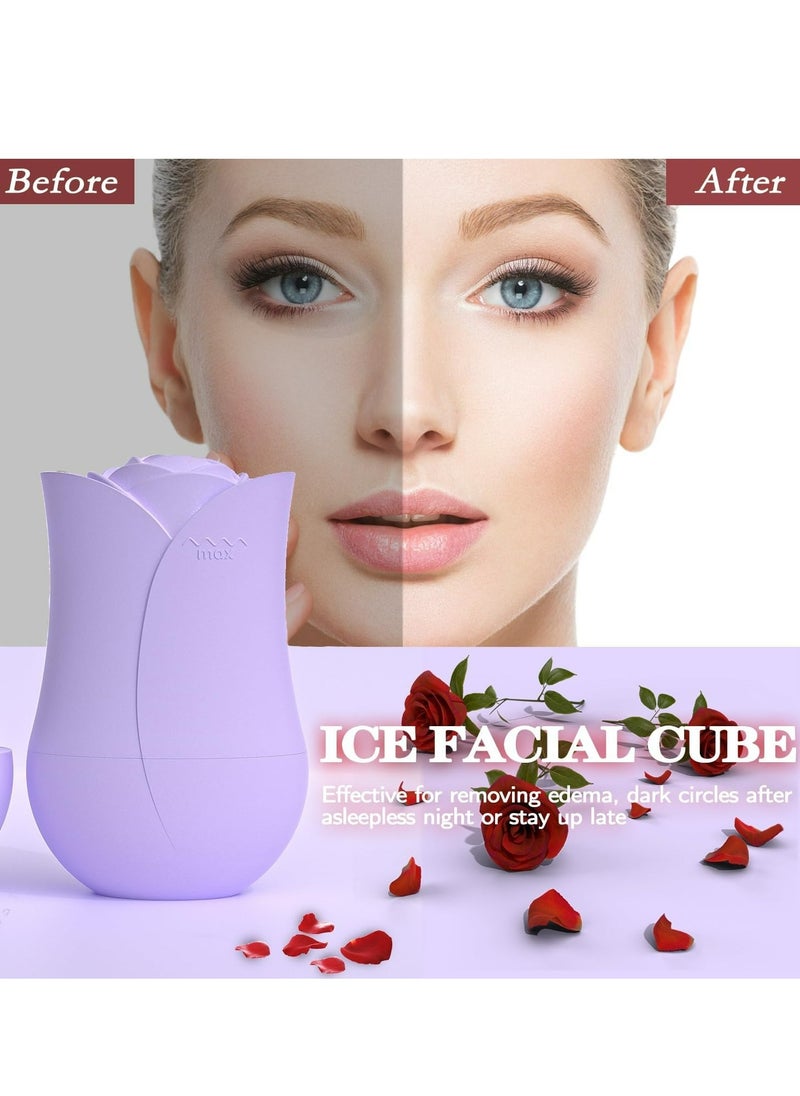 Generic - Ice Roller for Face, Rose Shape Ice Cube Facial Roller Massager, Reusable Silicone Face/Eyes/Neck Ice Mold for Skin Care, Naturally Conditioning, Ideal Gift for The Special One You Love - Image 1