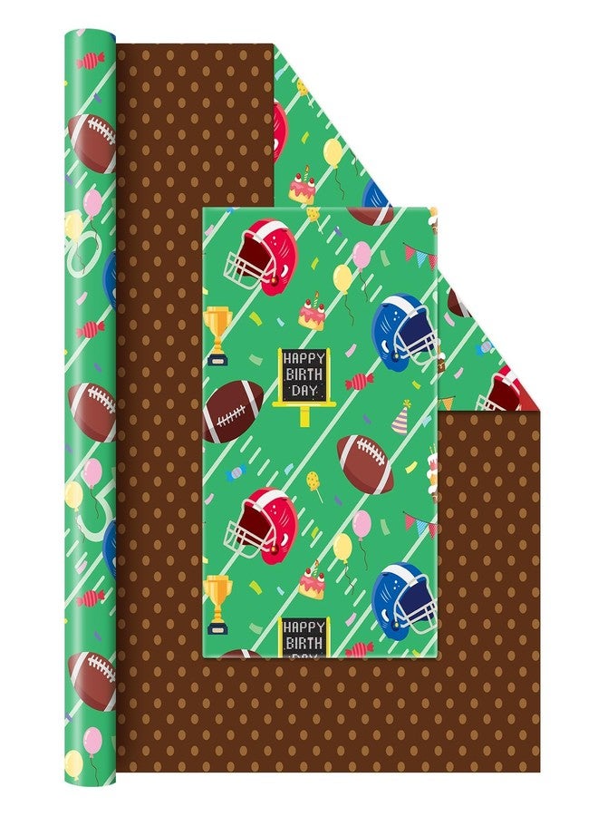 WERNNSAI Football Sports Wrapping Paper Roll - 1 Roll 17” x 33 ft Happy Birthday Wrapping Paper Soccor Football Gift Wrap Supply for Kids Birthday Party Packing Decoration Favor - Image 1