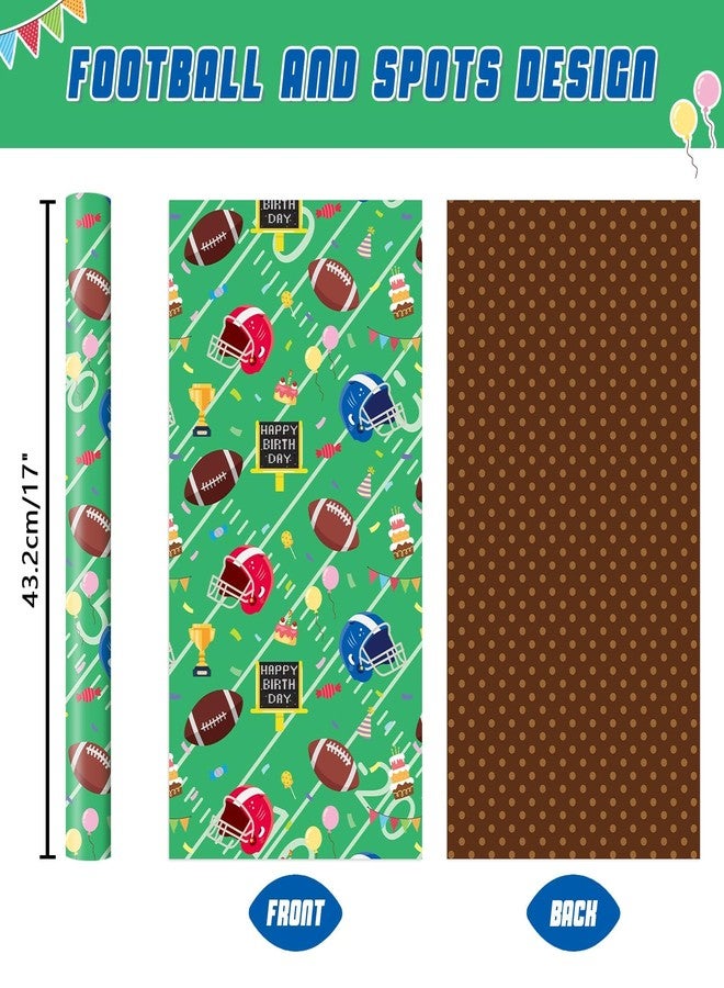WERNNSAI Football Sports Wrapping Paper Roll - 1 Roll 17” x 33 ft Happy Birthday Wrapping Paper Soccor Football Gift Wrap Supply for Kids Birthday Party Packing Decoration Favor - Image 2