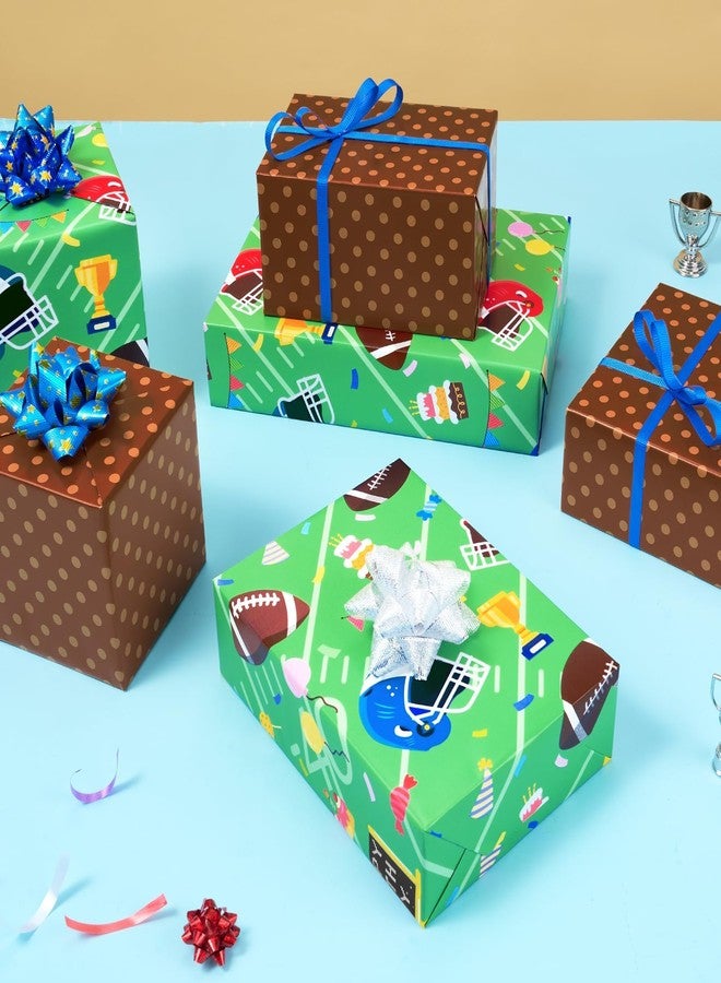WERNNSAI Football Sports Wrapping Paper Roll - 1 Roll 17” x 33 ft Happy Birthday Wrapping Paper Soccor Football Gift Wrap Supply for Kids Birthday Party Packing Decoration Favor - Image 5