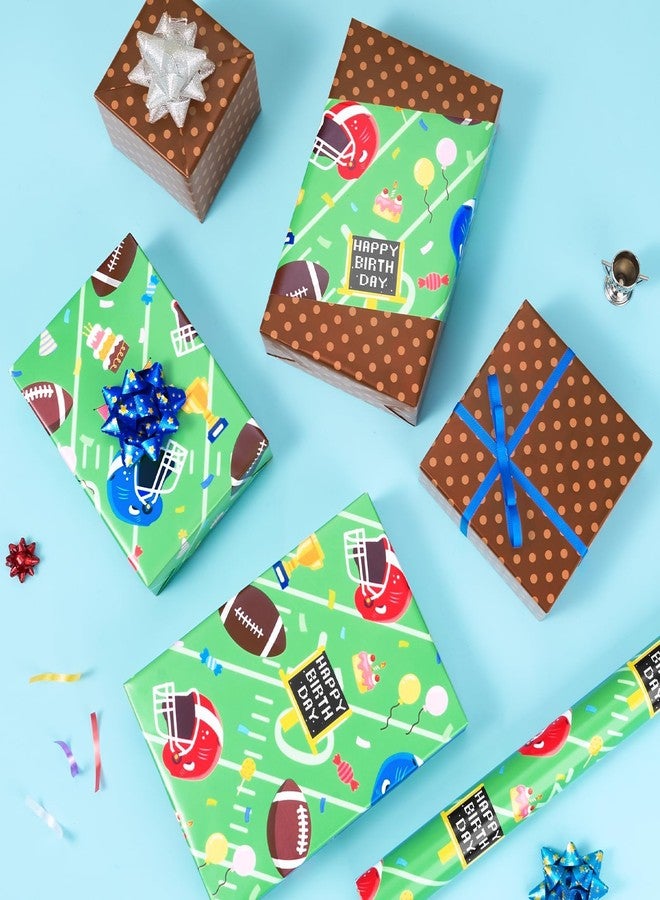 WERNNSAI Football Sports Wrapping Paper Roll - 1 Roll 17” x 33 ft Happy Birthday Wrapping Paper Soccor Football Gift Wrap Supply for Kids Birthday Party Packing Decoration Favor - Image 4