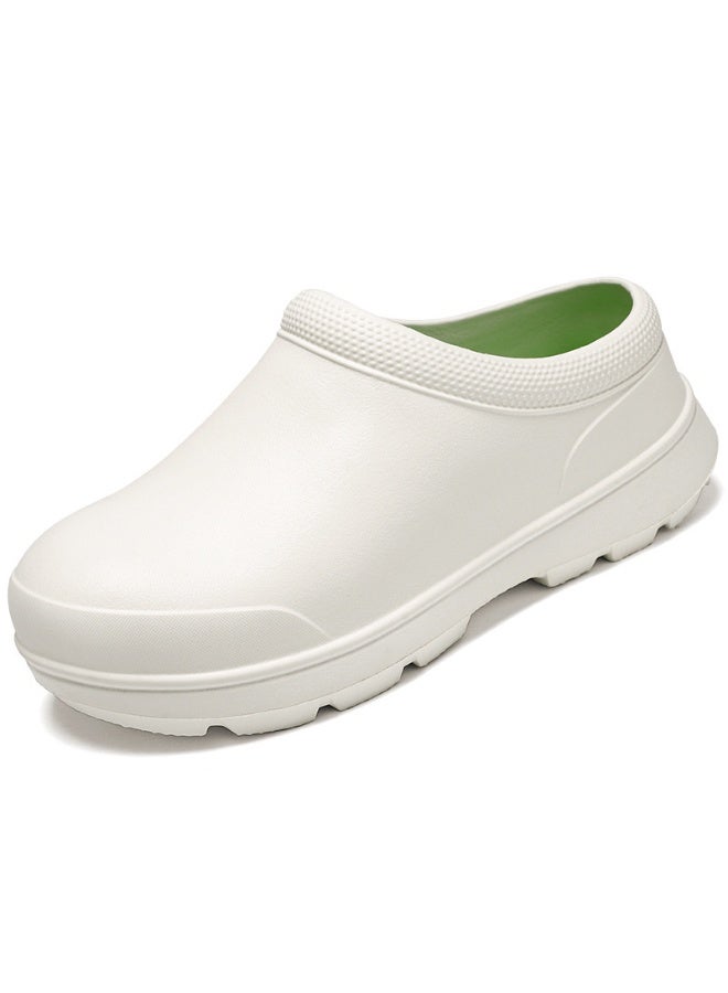 Surgical shoes, chef shoes, unisex fully enclosed breathable shoes, protective shoes, suitable for doctors, nurses, chefs and laboratory staff, non-slip sandals (white). - Image 1