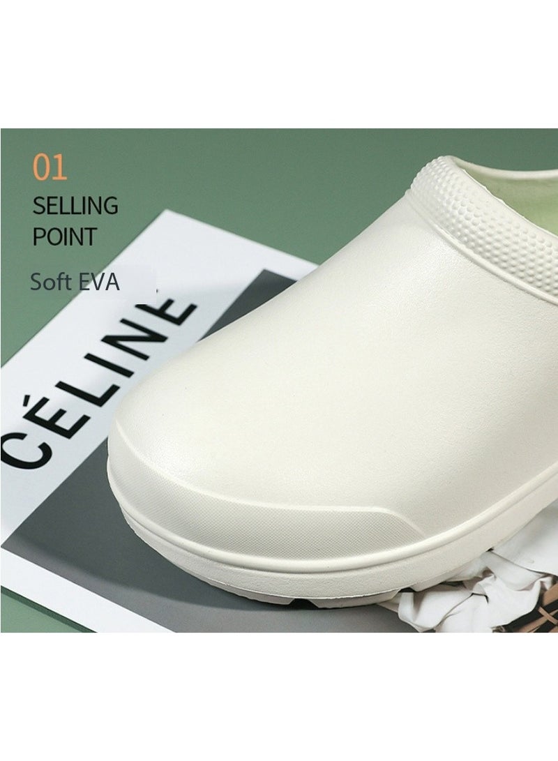 Surgical shoes, chef shoes, unisex fully enclosed breathable shoes, protective shoes, suitable for doctors, nurses, chefs and laboratory staff, non-slip sandals (white). - Image 2