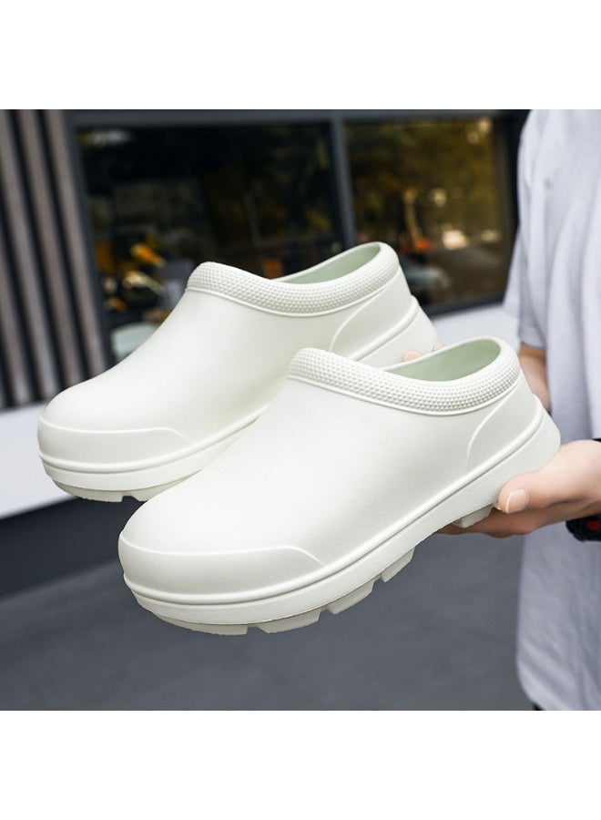 Surgical shoes, chef shoes, unisex fully enclosed breathable shoes, protective shoes, suitable for doctors, nurses, chefs and laboratory staff, non-slip sandals (white). - Image 5